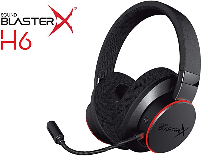 Sound BlasterX H6 USB Gaming Headset with 7.1 Virtual Surround Sound, Memory Foam Fabric Earpads, Hardware EQ Modes